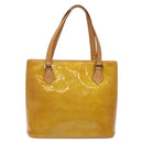 LOUIS VUITTON Monogram Vernis Houston Hand Bag Beige M91004 LV Auth BA2272-13