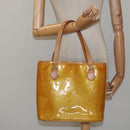 LOUIS VUITTON Monogram Vernis Houston Hand Bag Beige M91004 LV Auth BA2272-24