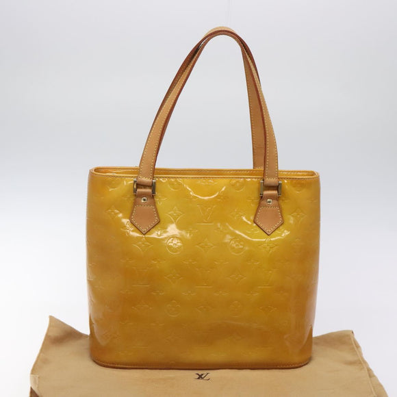 LOUIS VUITTON Monogram Vernis Houston Hand Bag Beige M91004 LV Auth BA2272