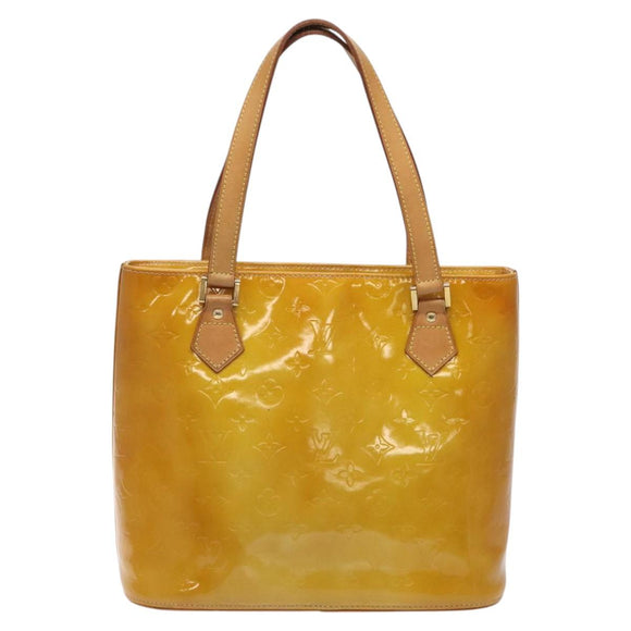 LOUIS VUITTON Monogram Vernis Houston Hand Bag Beige M91004 LV Auth BA2272