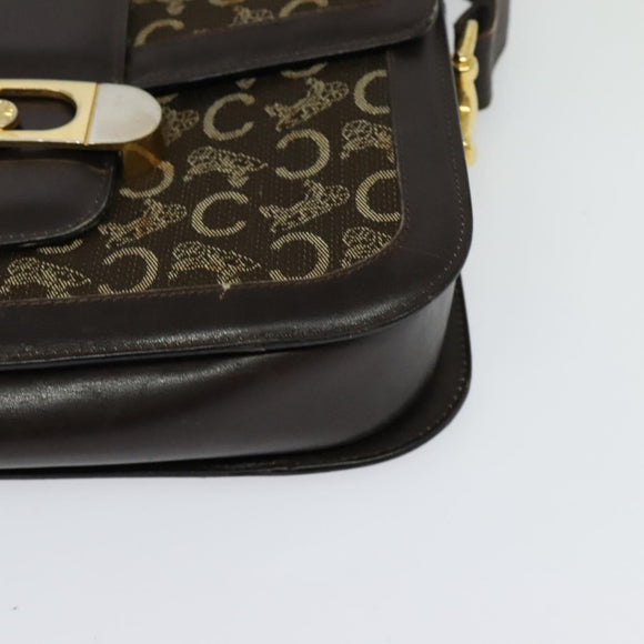CELINE C Sulky Shoulder Bag Canvas Brown Gold Auth BA2276