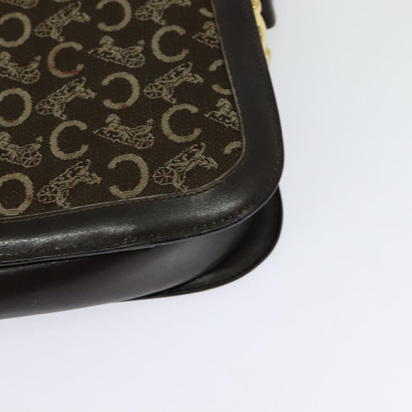 CELINE C Sulky Shoulder Bag Canvas Brown Gold Auth BA2276