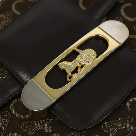 CELINE C Sulky Shoulder Bag Canvas Brown Gold Auth BA2276