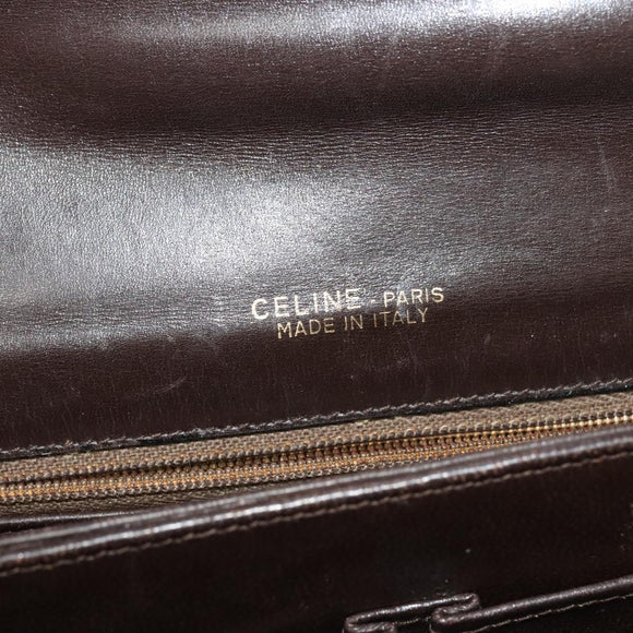 CELINE C Sulky Shoulder Bag Canvas Brown Gold Auth BA2276