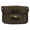 CELINE C Sulky Shoulder Bag Canvas Brown Gold Auth BA2276-13