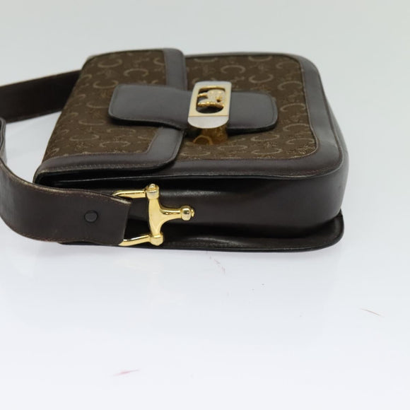 CELINE C Sulky Shoulder Bag Canvas Brown Gold Auth BA2276