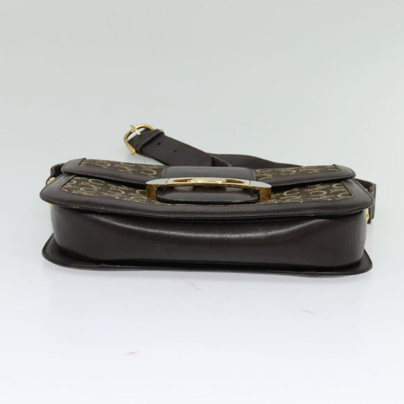 CELINE C Sulky Shoulder Bag Canvas Brown Gold Auth BA2276