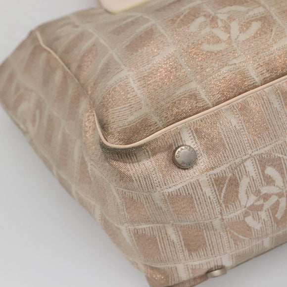 CHANEL New Travel Line Tote Bag Nylon Beige CC Auth BA2277