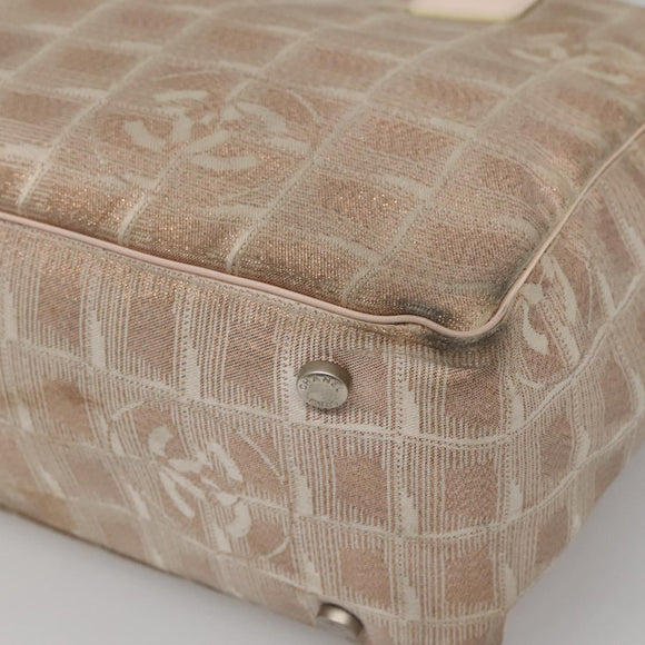 CHANEL New Travel Line Tote Bag Nylon Beige CC Auth BA2277