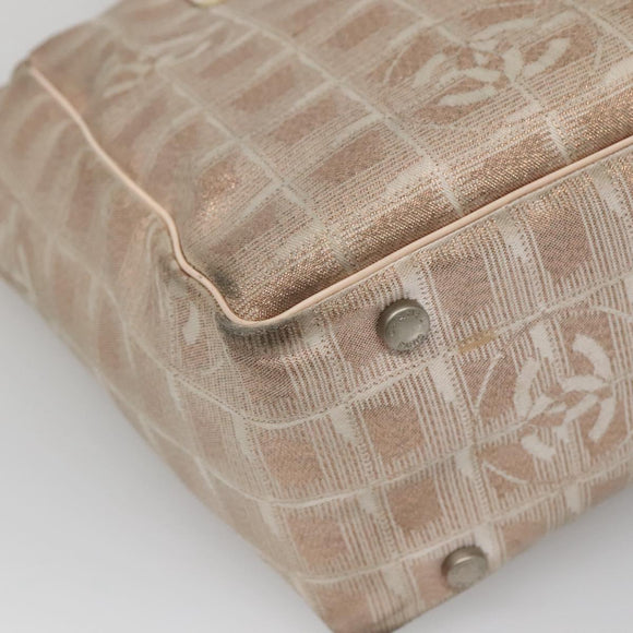 CHANEL New Travel Line Tote Bag Nylon Beige CC Auth BA2277