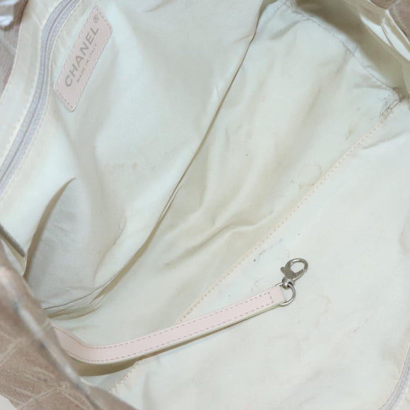 CHANEL New Travel Line Tote Bag Nylon Beige CC Auth BA2277