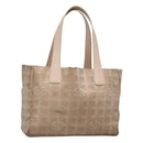 CHANEL New Travel Line Tote Bag Nylon Beige CC Auth BA2277-1