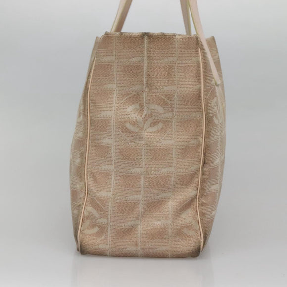 CHANEL New Travel Line Tote Bag Nylon Beige CC Auth BA2277