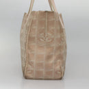 CHANEL New Travel Line Tote Bag Nylon Beige CC Auth BA2277-4