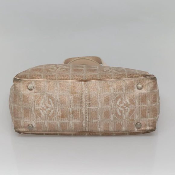 CHANEL New Travel Line Tote Bag Nylon Beige CC Auth BA2277
