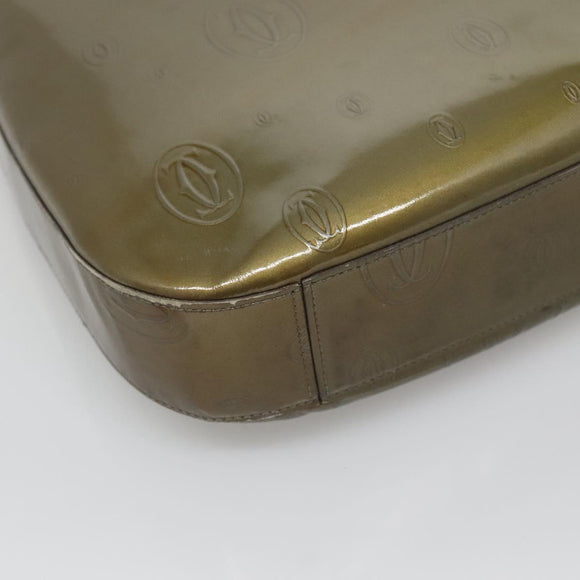 CARTIER Happy Birthday Shoulder Bag Enamel Khaki Silver Auth BA2280