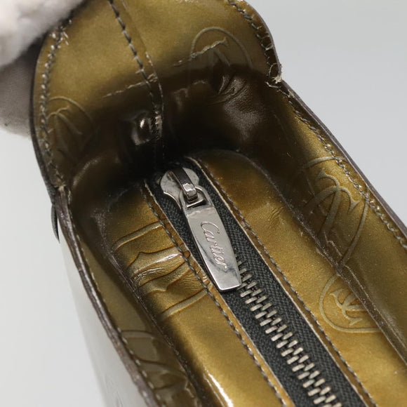 CARTIER Happy Birthday Shoulder Bag Enamel Khaki Silver Auth BA2280