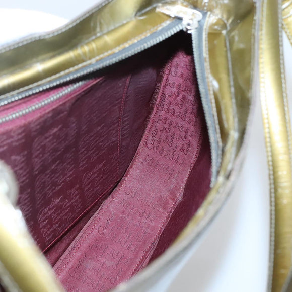 CARTIER Happy Birthday Shoulder Bag Enamel Khaki Silver Auth BA2280