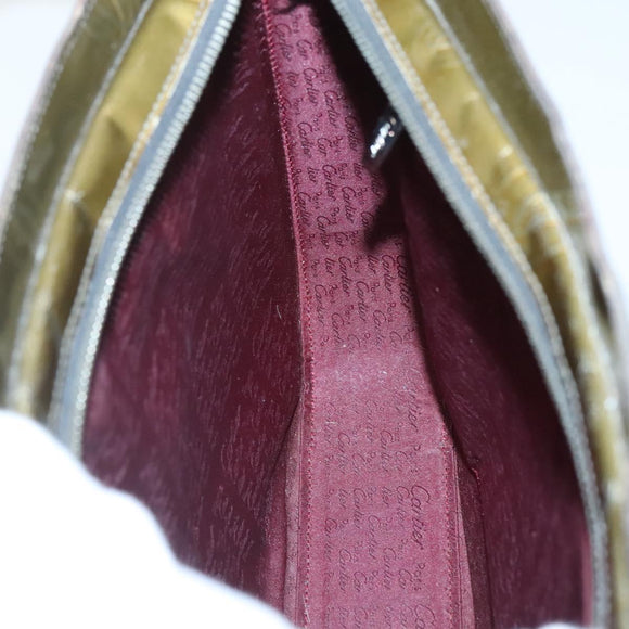 CARTIER Happy Birthday Shoulder Bag Enamel Khaki Silver Auth BA2280