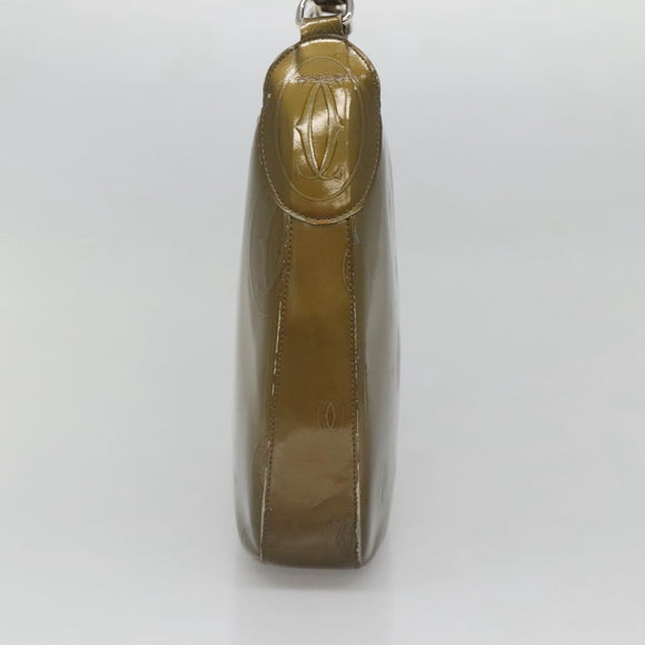 CARTIER Happy Birthday Shoulder Bag Enamel Khaki Silver Auth BA2280