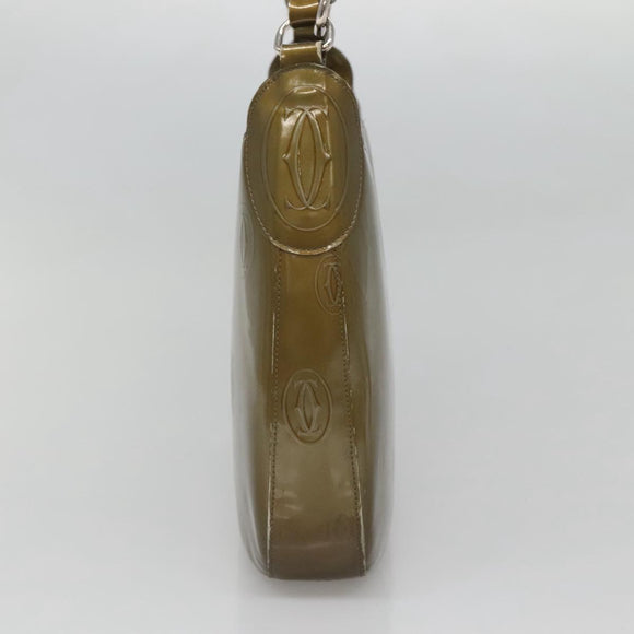 CARTIER Happy Birthday Shoulder Bag Enamel Khaki Silver Auth BA2280