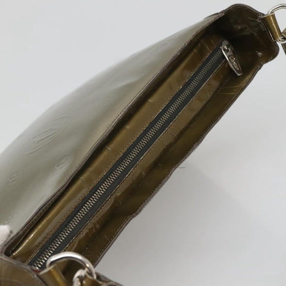 CARTIER Happy Birthday Shoulder Bag Enamel Khaki Silver Auth BA2280