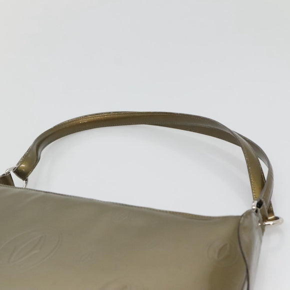 CARTIER Happy Birthday Shoulder Bag Enamel Khaki Silver Auth BA2280