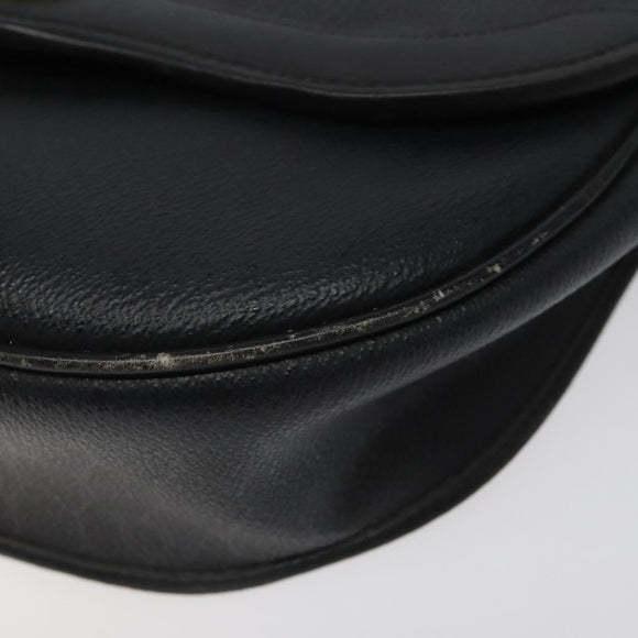Christian Dior Honeycomb Canvas Shoulder Bag PVC Leather Black Gold Auth BA2285
