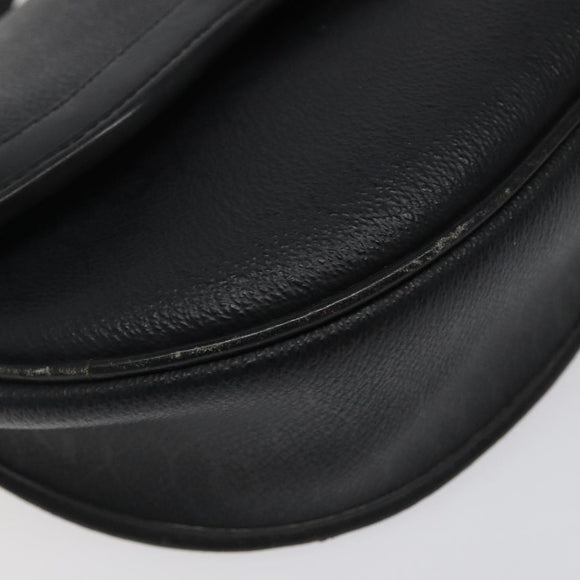 Christian Dior Honeycomb Canvas Shoulder Bag PVC Leather Black Gold Auth BA2285