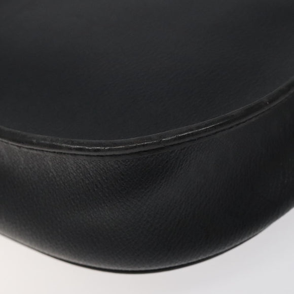 Christian Dior Honeycomb Canvas Shoulder Bag PVC Leather Black Gold Auth BA2285