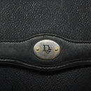 Christian Dior Honeycomb Canvas Shoulder Bag PVC Leather Black Gold Auth BA2285-17