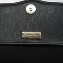 Christian Dior Honeycomb Canvas Shoulder Bag PVC Leather Black Gold Auth BA2285-18