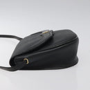 Christian Dior Honeycomb Canvas Shoulder Bag PVC Leather Black Gold Auth BA2285-4