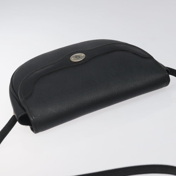 Christian Dior Honeycomb Canvas Shoulder Bag PVC Leather Black Gold Auth BA2285