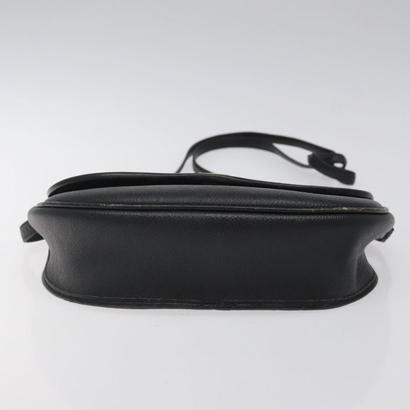 Christian Dior Honeycomb Canvas Shoulder Bag PVC Leather Black Gold Auth BA2285