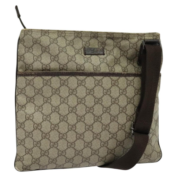 GUCCI GG Supreme Shoulder Bag PVC Beige Gold 141626 Auth BA2287