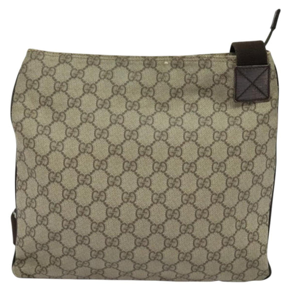 GUCCI GG Supreme Shoulder Bag PVC Beige Gold 141626 Auth BA2287
