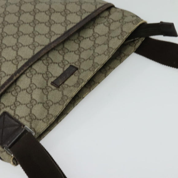 GUCCI GG Supreme Shoulder Bag PVC Beige Gold 141626 Auth BA2287