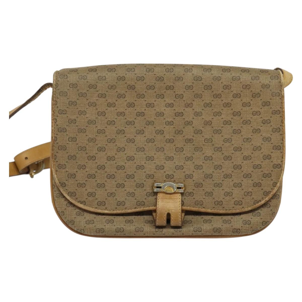 GUCCI Micro GG Supreme Shoulder Bag PVC Beige Gold 001 406 1780 