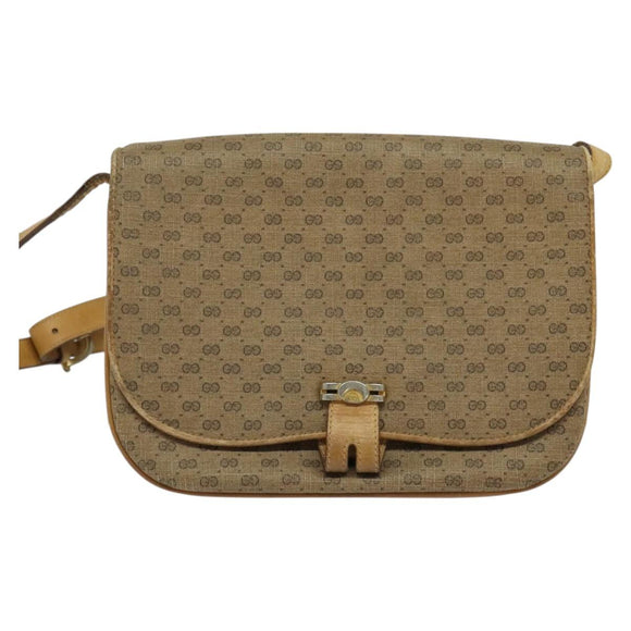GUCCI Micro GG Supreme Shoulder Bag PVC Beige Gold 001 406 1780 Auth BA2288