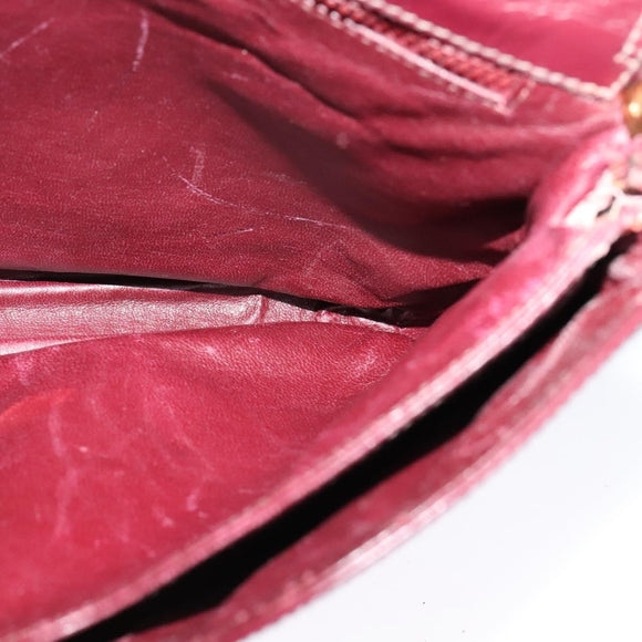 GUCCI Micro GG Canvas Shoulder Bag Red Gold Auth BA2289