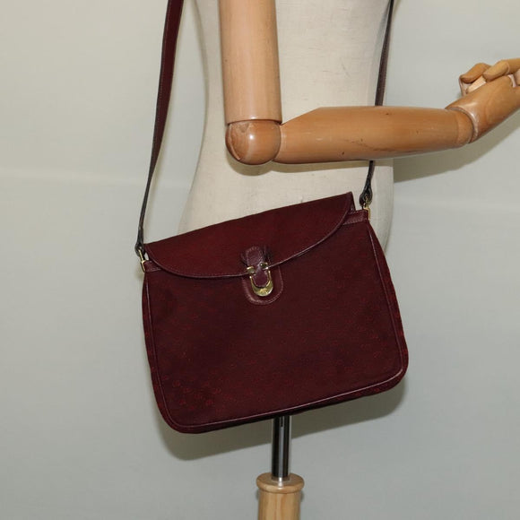 GUCCI Micro GG Canvas Shoulder Bag Red Gold Auth BA2289