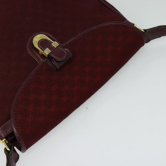 GUCCI Micro GG Canvas Shoulder Bag Red Gold Auth BA2289