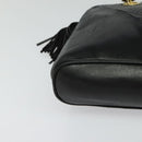 BALLY Shoulder Bag Leather Black Gold Auth BA2292-9