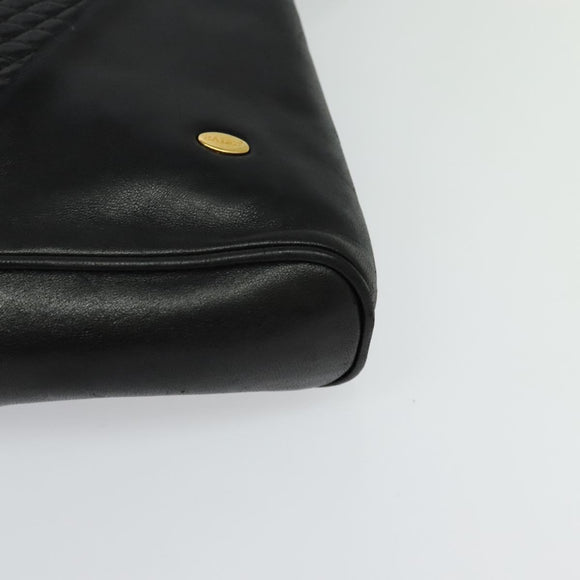 BALLY Shoulder Bag Leather Black Gold Auth BA2292