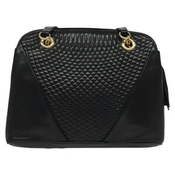 BALLY Shoulder Bag Leather Black Gold Auth BA2292 - 0