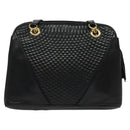 BALLY Shoulder Bag Leather Black Gold Auth BA2292-2