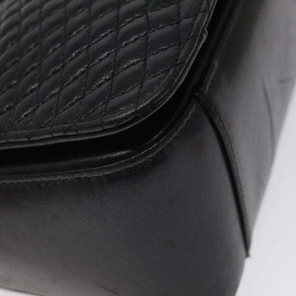 BALLY Hand Bag Leather Black Gold Auth BA2293