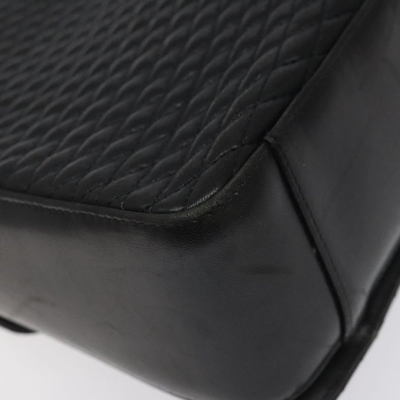 BALLY Hand Bag Leather Black Gold Auth BA2293