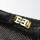 BALLY Hand Bag Leather Black Gold Auth BA2293-17